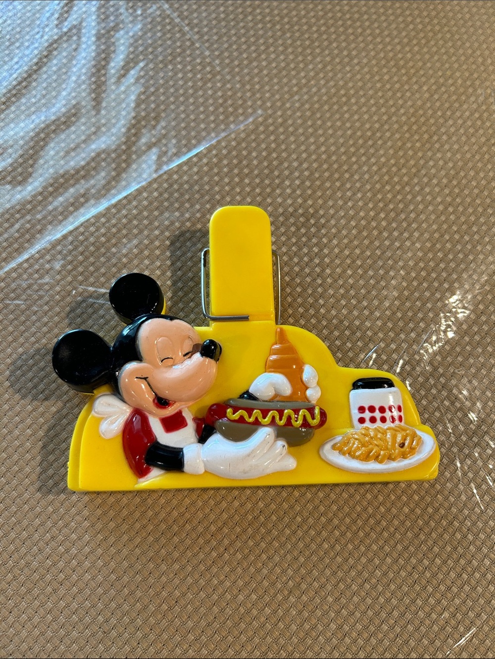 Mickey Mouse Yellow Snack Bag Clip with Food Design